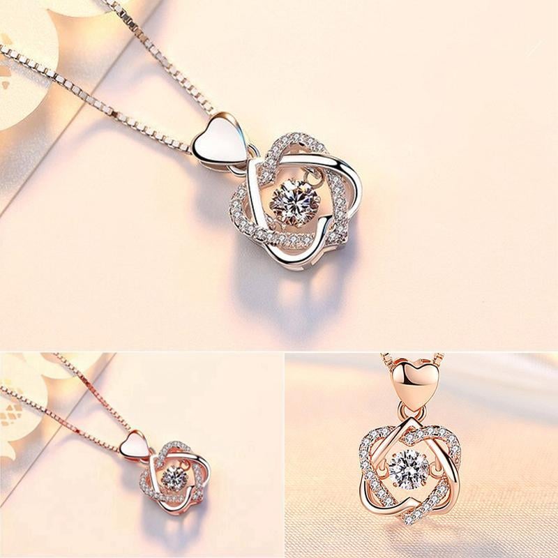 Herz-Halsketten-Set mit Rose
