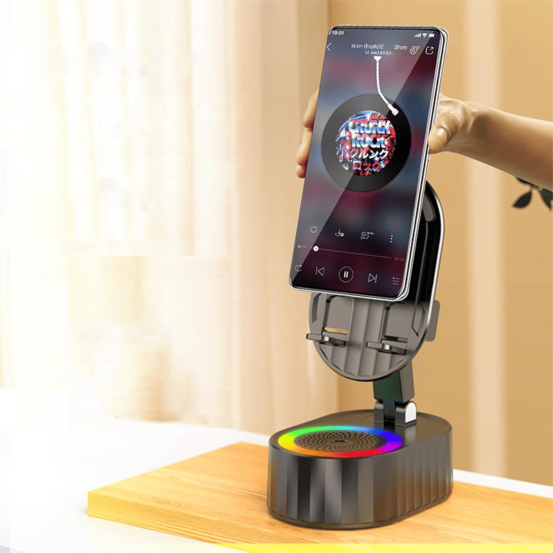 360° verstellbarer Handyhalter mit integriertem Bluetooth-Lautsprecher