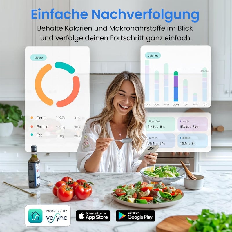Intelligente Küchenwaage für Lebensmittel