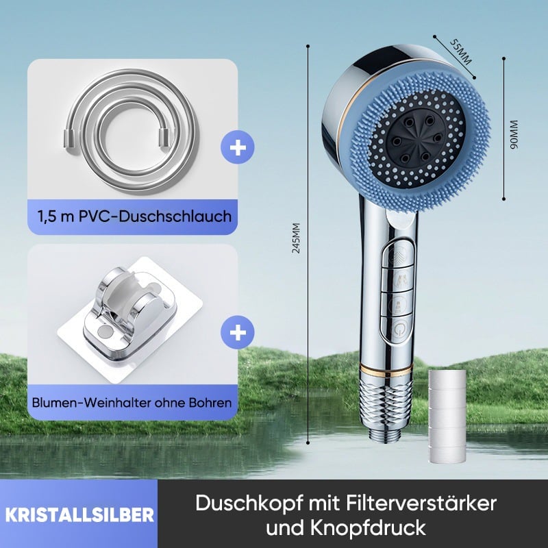 Bürstenförmiger, druckbeaufschlagter Duschkopf