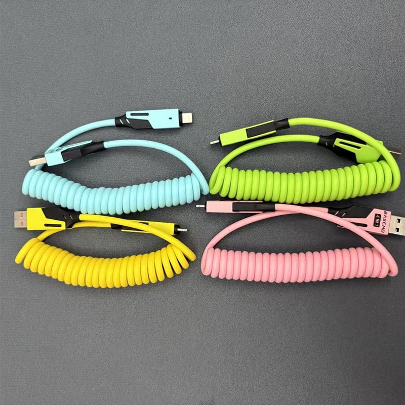 Federziehbares 4-in-1 65W Schnelllade-Datenkabel