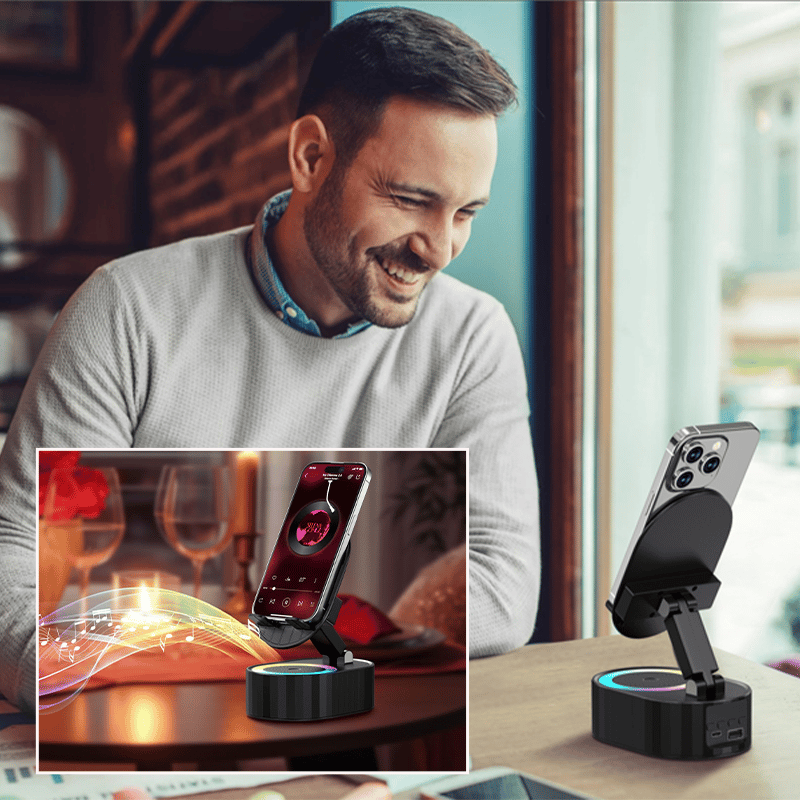 360° verstellbarer Handyhalter mit integriertem Bluetooth-Lautsprecher