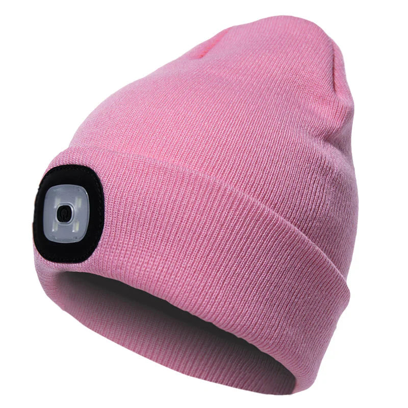 Abziehbar LED Stirnlampe Beanie Mütze