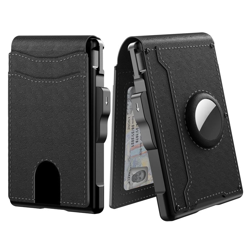 Herren Business-Stil PU-Leder Kartenfächer für AirTag