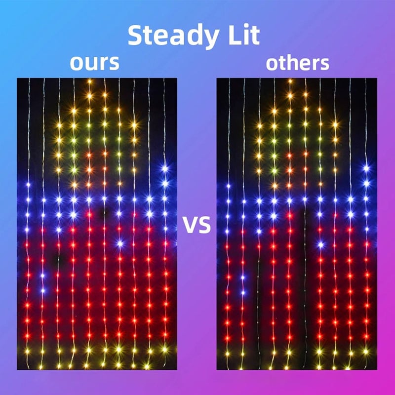 Color Waves LED-Lichtvorhänge mit Musiksynchronisation