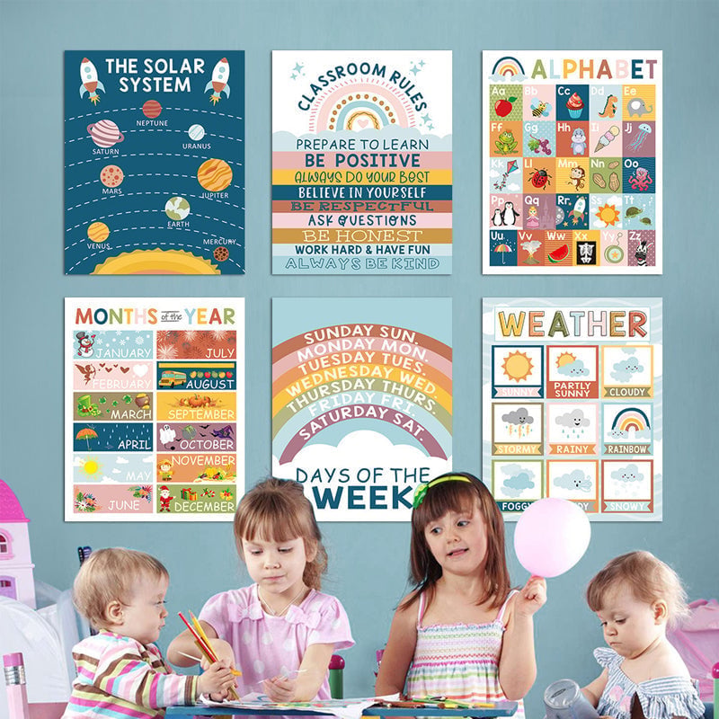 📚Boho Vorschul-Lernposter, 16-teilig