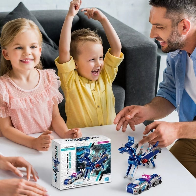 2-in-1 Magnetische Autos: Drachen und Einhörner