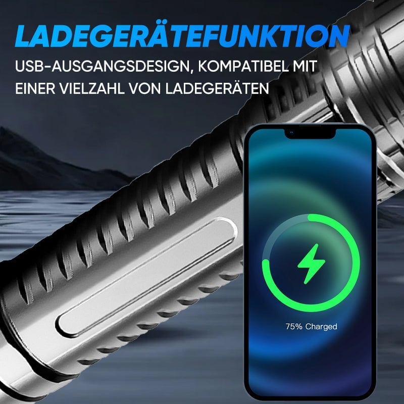 Multifunktionale Weiße Laser-Taschenlampe mit Teleskop-Zoom