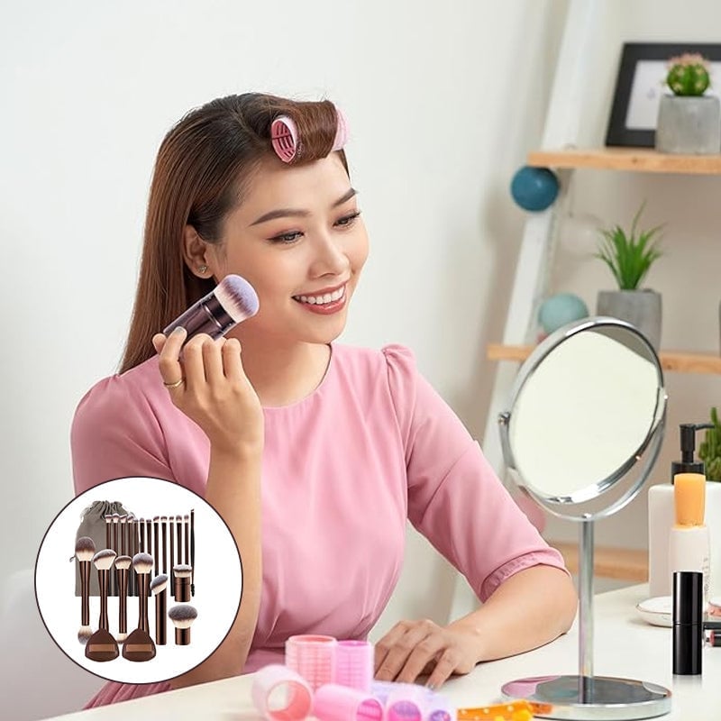 20-teiliges kaffeefarbenes Make-up-Pinselset