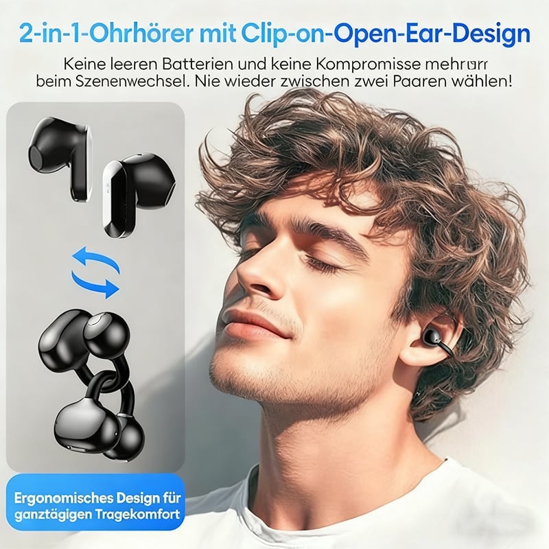 2-in-1 Clip-On Open-Ear-Kopfhörer