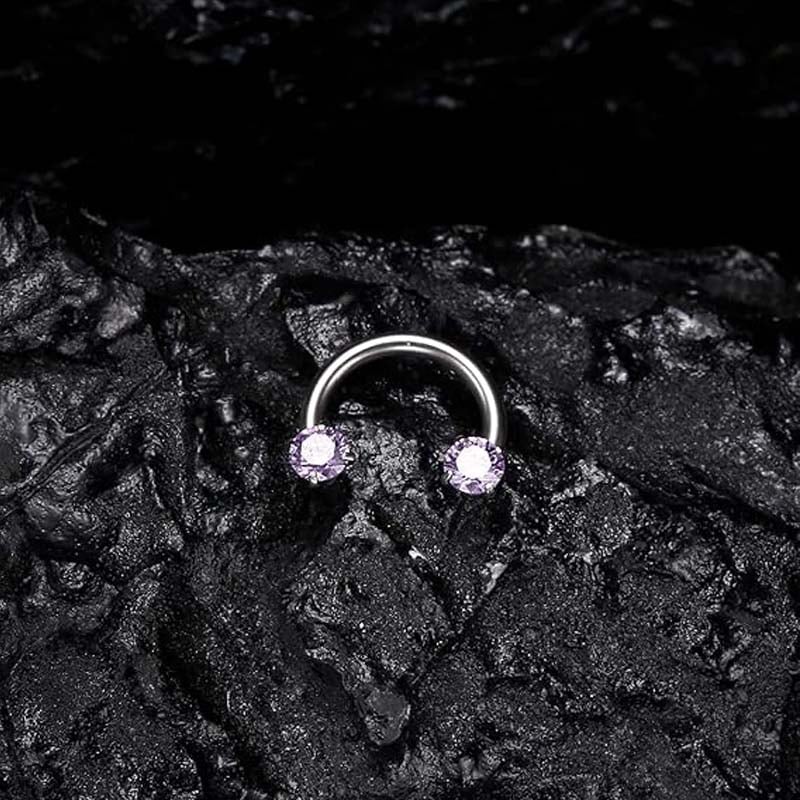 Hufeisenring mit Zirkonia und Gewindestäben für Piercings