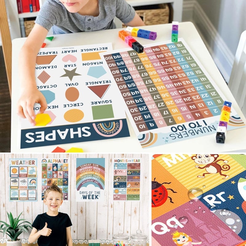 📚Boho Vorschul-Lernposter, 16-teilig