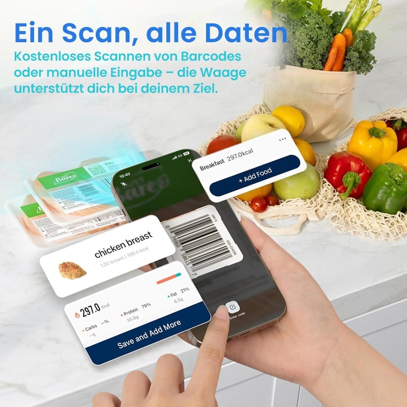 Intelligente Küchenwaage für Lebensmittel
