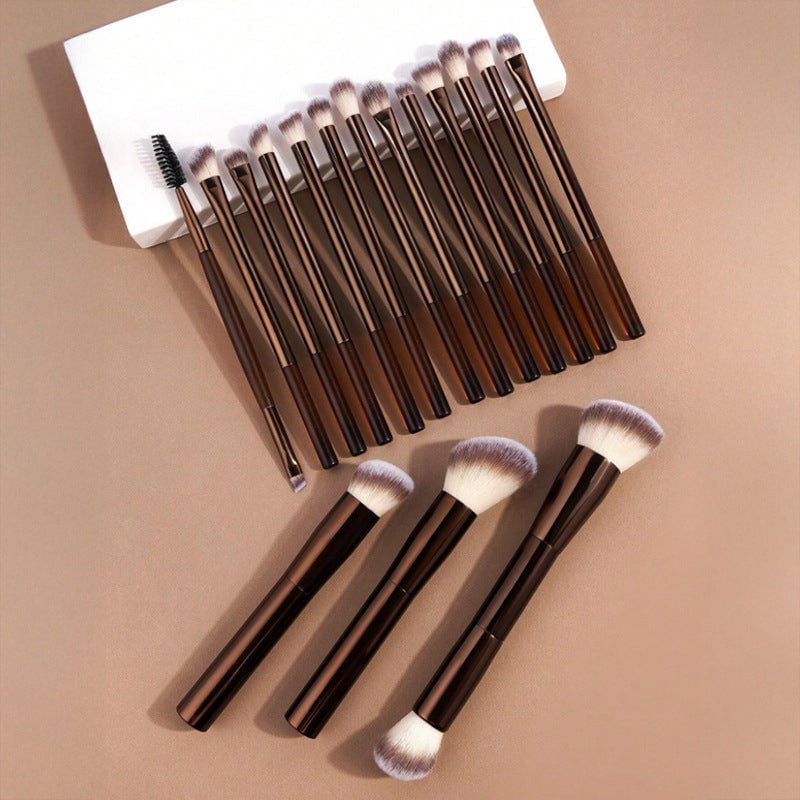 20-teiliges kaffeefarbenes Make-up-Pinselset