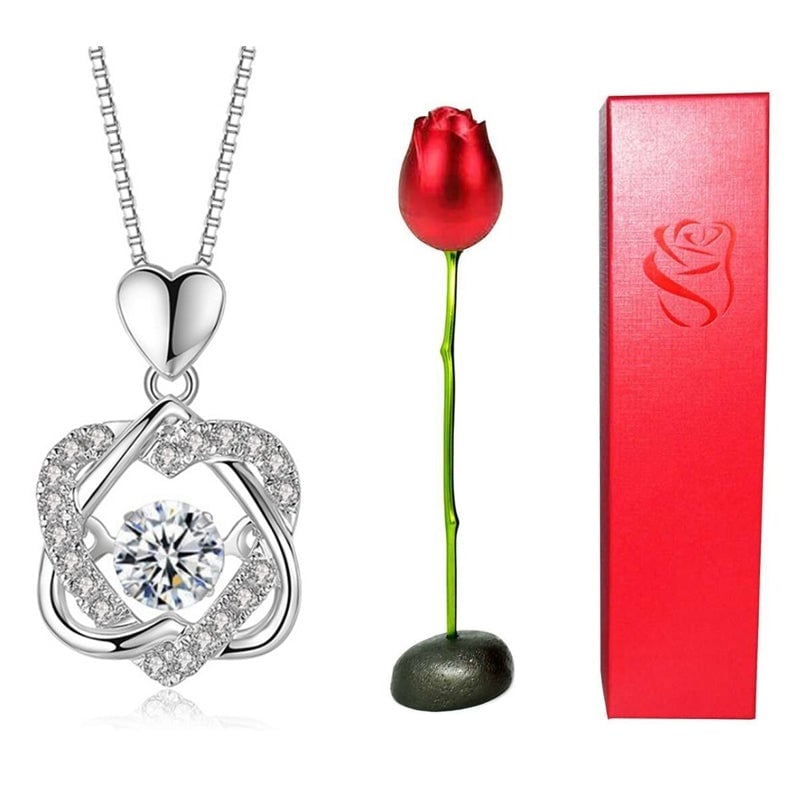 Herz-Halsketten-Set mit Rose