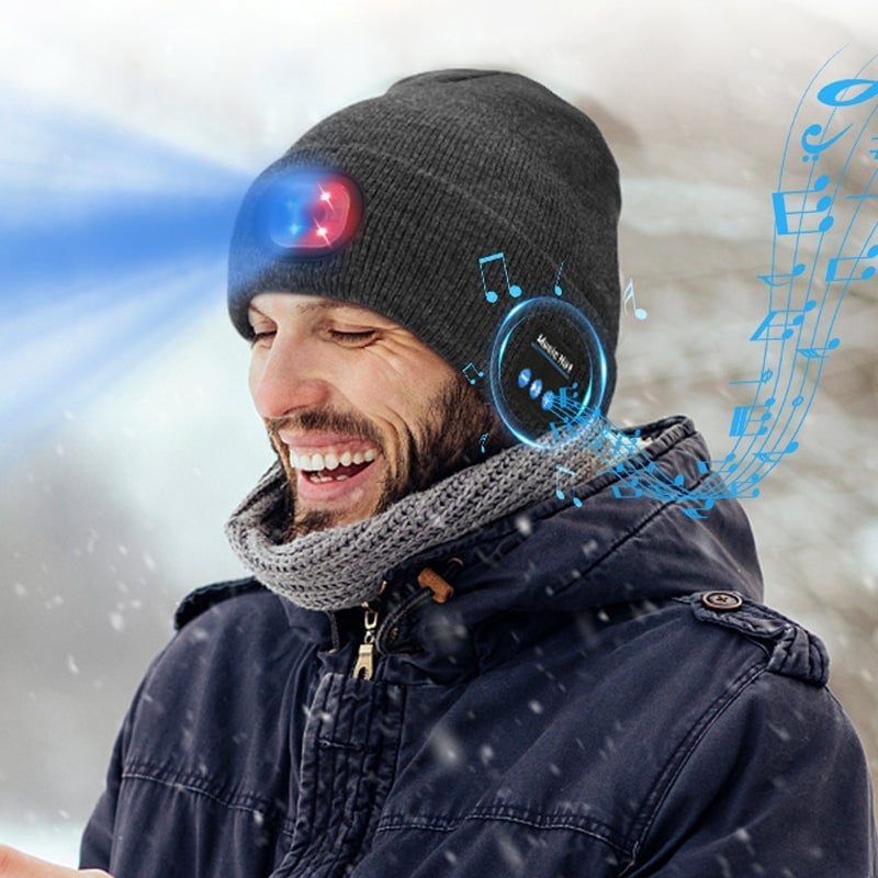 Bluetooth-Mütze mit LED-Licht & abnehmbaren Lautsprechern
