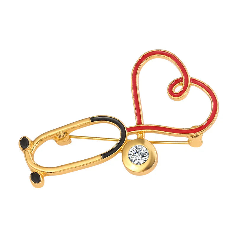 EKG und Stethoskop Mini-Brosche